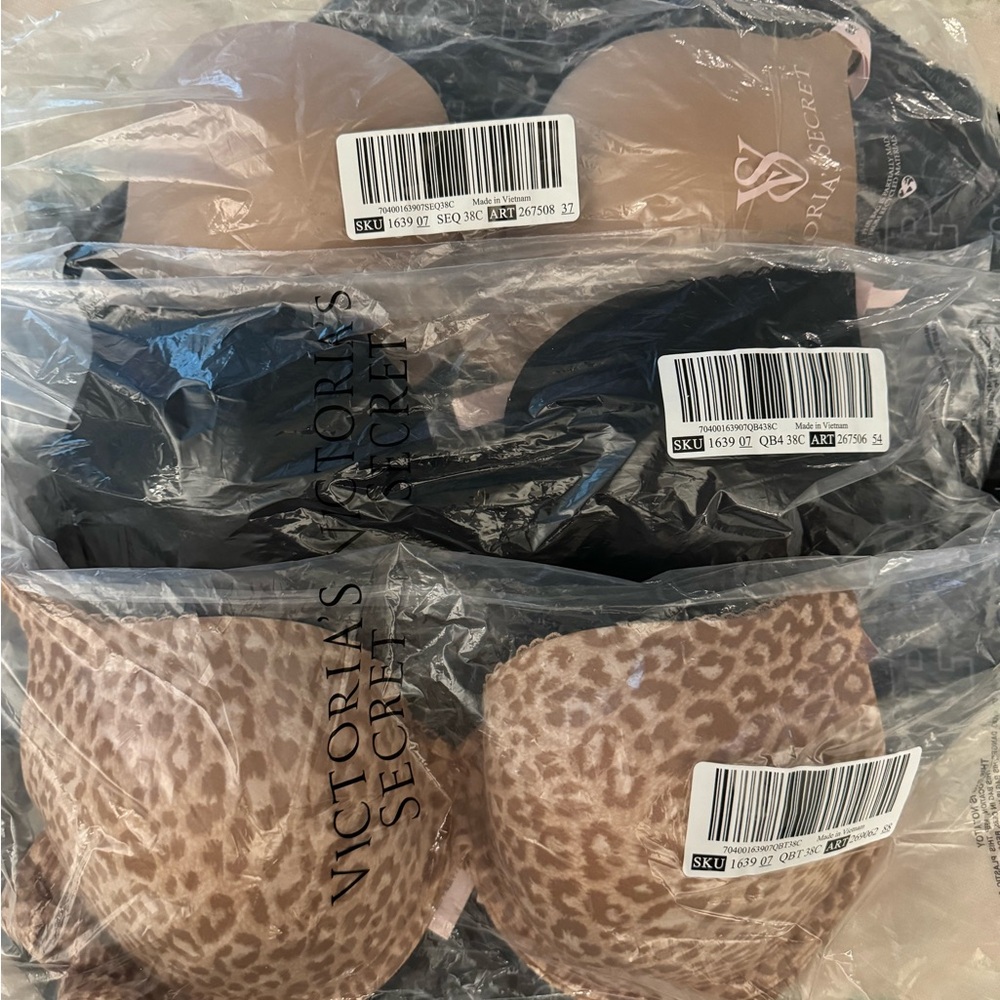 Victoria Secret 38C Perfect Shape Push-up Smooth Bra LOT OF 3
